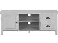 Beliani Tv-Taso Kaappi 2 Laatikkoa Vaaleanharmaa Honolulu Cheap