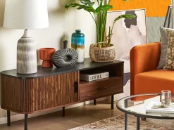 Beliani Tv-Taso Kaappi Laatikko Tumma Puu/Musta Jose Discount