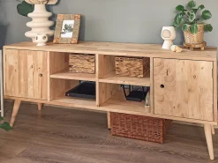 Beliani Tv-Taso Kumipuu 2 Kaappia 4 Hyllya Vaalea Puu Chandler Best