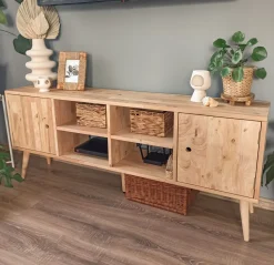 Beliani Tv-Taso Kumipuu 2 Kaappia 4 Hyllya Vaalea Puu Chandler Best