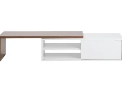 Beliani Tv-Taso Saadettava Kaappi Valkoinen/Tumma Puu Yonkers Flash Sale