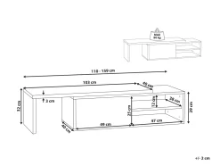 Beliani Tv-Taso Saadettava Kaappi Valkoinen/Tumma Puu Yonkers Flash Sale