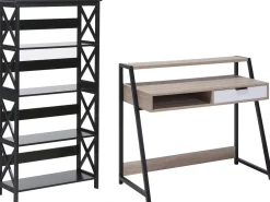 Beliani Tyohuonesetti 2 Osaa Vaalea Puu/Musta Foster/Calvin Store