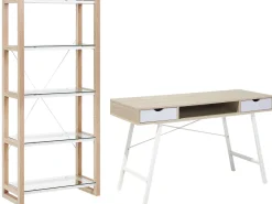 Beliani Tyohuonesetti 2 Osaa Vaalea Puu/Valkoinen Jenks/Clarita Best Sale