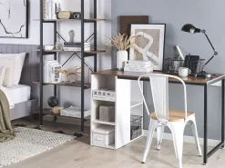 Beliani Tyopoyta 5 Hyllya Tumma Puu/Valkoinen 120 X 60 Cm Dese Cheap