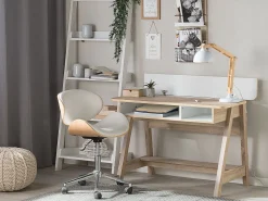 Beliani Tyopoyta 2 Hyllya Vaalea Puu/Valkoinen 110 X 60 Cm Jackson Clearance