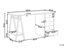 Beliani Tyopoyta 5 Laatikkoa Hylly Vaalea Puu/Valkoinen 140 X 60 Cm Heber Flash Sale