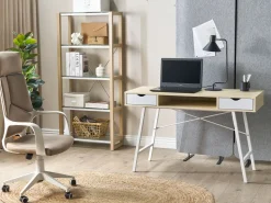 Beliani Tyopoyta 2 Laatikkoa Hylly Vaalea Puu/Valkoinen 120 X 48 Cm Clarita Best Sale