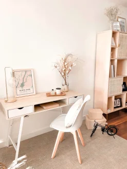 Beliani Tyopoyta 2 Laatikkoa Hylly Vaalea Puu/Valkoinen 120 X 48 Cm Clarita Best Sale