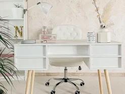 Beliani Tyopoyta 4 Laatikkoa Hylly Valkoinen 110 X 55 Cm Levin Best Sale