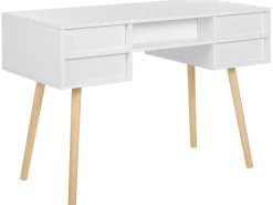 Beliani Tyopoyta 4 Laatikkoa Hylly Valkoinen 110 X 55 Cm Levin Best Sale