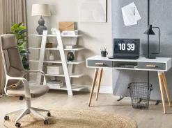 Beliani Tyopoyta 2 Laatikkoa Hylly Valkoinen/Harmaa 120 X 45 Cm Frisco Cheap