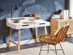 Beliani Tyopoyta 2 Laatikkoa Hylly Valkoinen/Vaalea Puu 110 Cm Barie Clearance