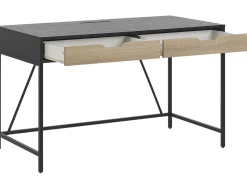 Beliani Tyopoyta 2 Laatikkoa Musta/Vaalea Puu 120 X 60 Cm Jena Outlet