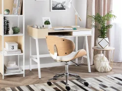 Beliani Tyopoyta Laatikko Hylly Vaalea Puu/Valkoinen 100 X 55 Cm Paramaribo Cheap