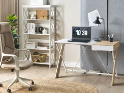 Beliani Tyopoyta Laatikko Vaalea Puu/Valkoinen 120 X 60 Cm Hamden Discount