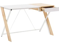 Beliani Tyopoyta Laatikko Vaalea Puu/Valkoinen 120 X 60 Cm Hamden Discount