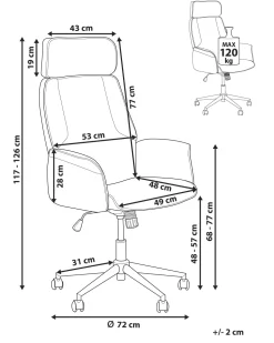 Beliani Tyotuoli Kangas Harmaa Pilot Hot