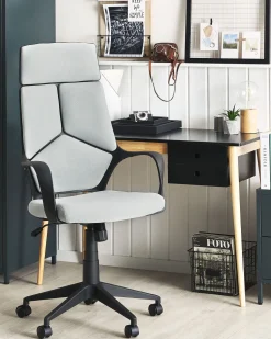 Beliani Tyotuoli Kangas Vaaleanharmaa/Musta Delight Cheap