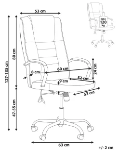 Beliani Tyotuoli Keinonahka Hierova Beige Grandeur Ii Store