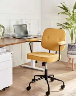 Beliani Tyotuoli Keinonahka Keltainen Pawnee Cheap