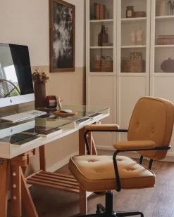 Beliani Tyotuoli Keinonahka Keltainen Pawnee Cheap