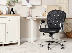 Beliani Tyotuoli Keinonahka Musta/Hopea Princess Sale