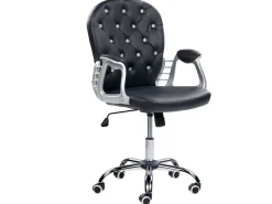 Beliani Tyotuoli Keinonahka Musta/Hopea Princess Sale