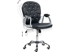 Beliani Tyotuoli Keinonahka Musta/Hopea Princess Sale