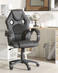 Beliani Tyotuoli Keinonahka Musta Fighter Fashion