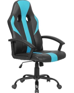 Beliani Tyotuoli Keinonahka Musta/Turkoosi Success Discount