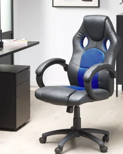 Beliani Tyotuoli Keinonahka Musta/Laivastonsininen Fighter Shop