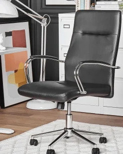 Beliani Tyotuoli Keinonahka Musta Oscar Cheap