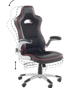 Beliani Tyotuoli Keinonahka Musta/Punainen Master Fashion