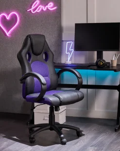 Beliani Tyotuoli Keinonahka Musta/Violetti Fighter Clearance