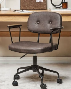 Beliani Tyotuoli Keinonahka Tummanruskea Algerita Cheap