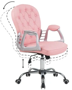 Beliani Tyotuoli Keinonahka Vaaleanpunainen Princess Outlet