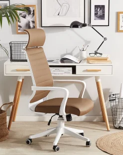 Beliani Tyotuoli Keinonahka Vaaleanruskea Leader Fashion