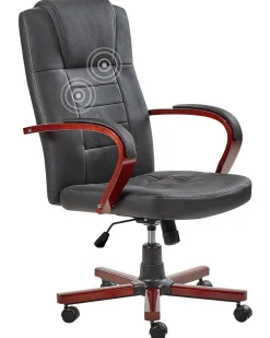 Beliani Tyotuoli Nahka Hierova Musta Diamond Sale