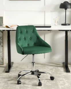 Beliani Tyotuoli Sametti Smaragdinvihrea Parrish Cheap