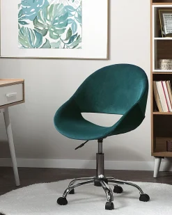 Beliani Tyotuoli Sametti Smaragdinvihrea Selma Shop