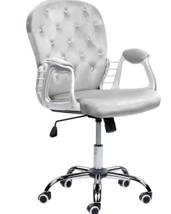 Beliani Tyotuoli Sametti Vaaleanharmaa/Hopea Princess Sale