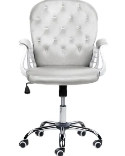 Beliani Tyotuoli Sametti Vaaleanharmaa/Hopea Princess Sale