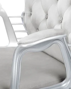 Beliani Tyotuoli Sametti Vaaleanharmaa/Hopea Princess Sale