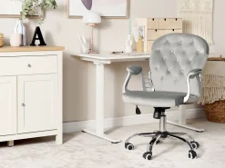 Beliani Tyotuoli Sametti Vaaleanharmaa Princess Online