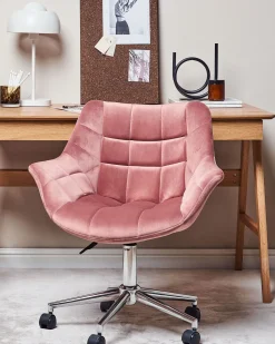 Beliani Tyotuoli Sametti Vaaleanpunainen Labelle Cheap