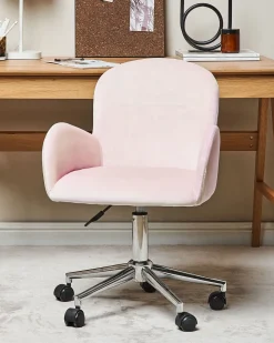 Beliani Tyotuoli Sametti Vaaleanpunainen Priddy Cheap