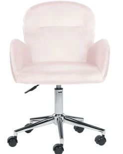 Beliani Tyotuoli Sametti Vaaleanpunainen Priddy Cheap