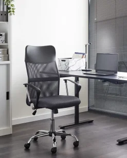 Beliani Tyotuoli Verkkokangas Harmaa Design Discount