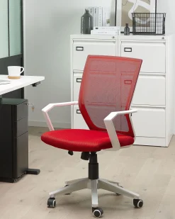 Beliani Tyotuoli Verkkokangas Punainen Relief Cheap